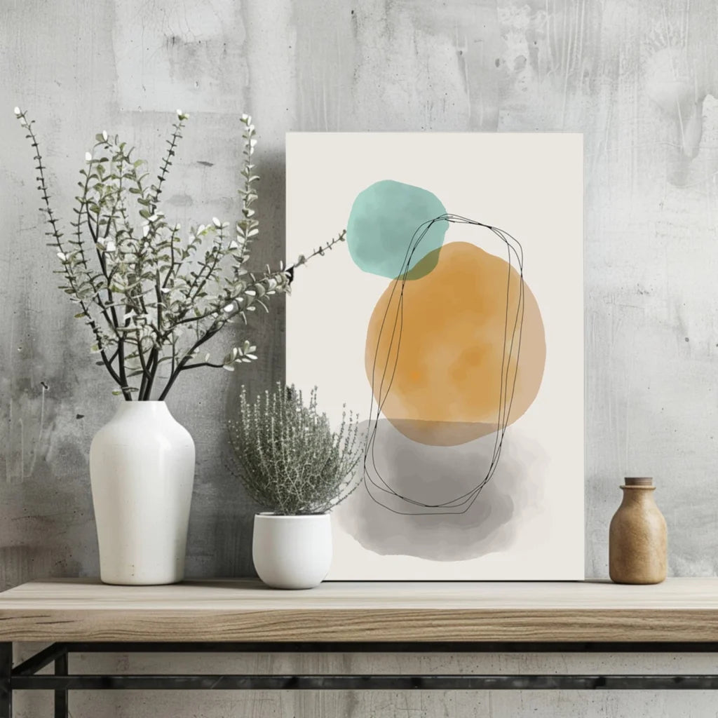 Stunning insigne aluminum prints with teal orange watercolor circles