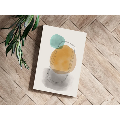 Stunning insigne aluminum print with ochre circle and teal dot