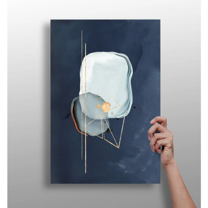 Stunning Navy Blue Abstract Insigne Aluminum Prints with Gold | Insigneart USA | vintageantiquesgifts.com