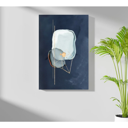 Stunning navy blue abstract Insigne aluminum prints with gold lines