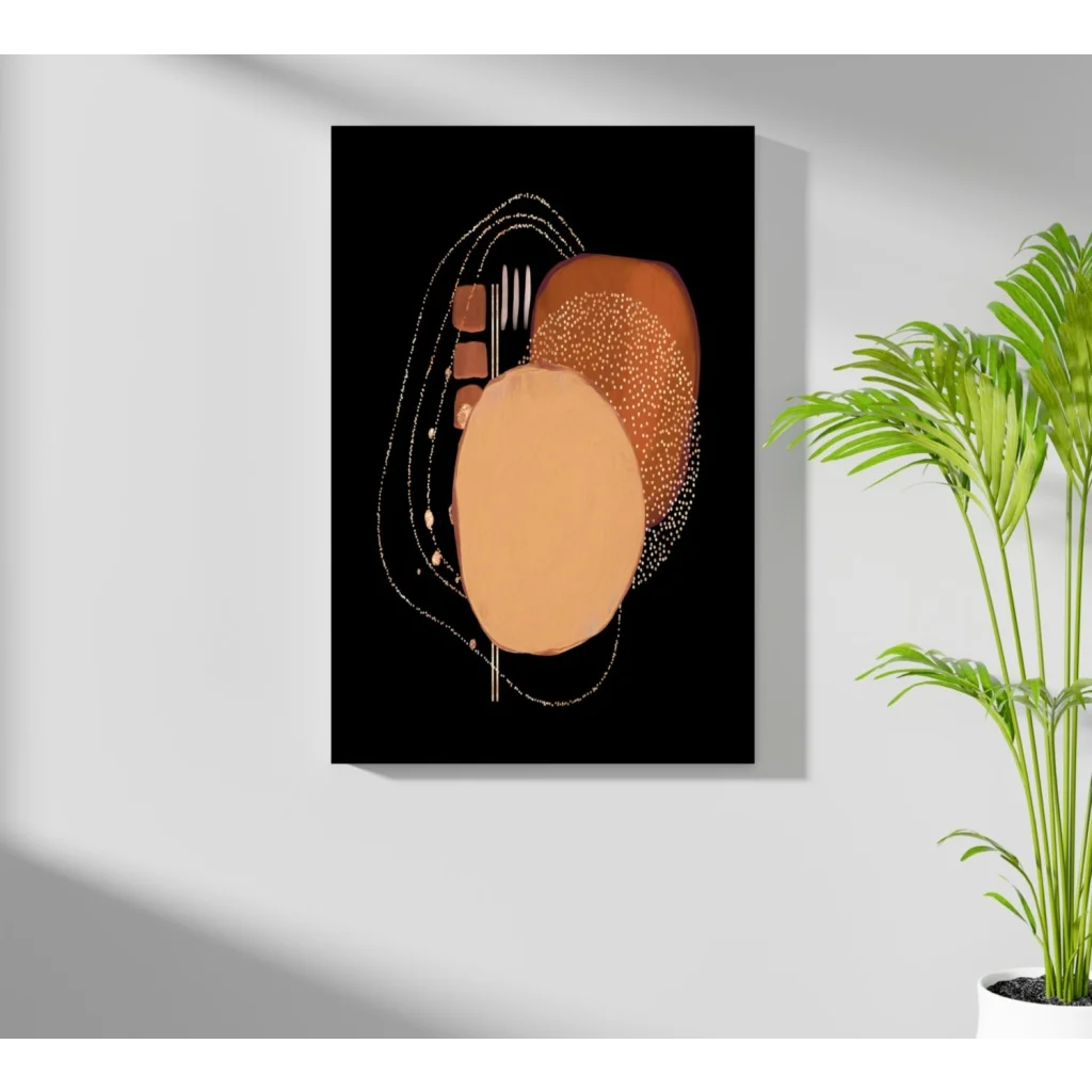 Insigne aluminum prints of abstract tan brown circles on black
