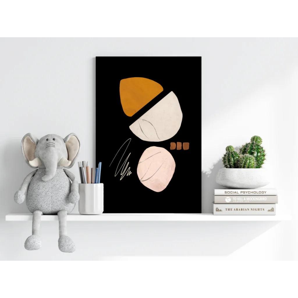 Black canvas abstract geometric warmth insigne aluminum print