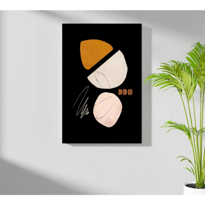 Black Geometric Warmth Insigne Aluminum Print with orange pink abstract art