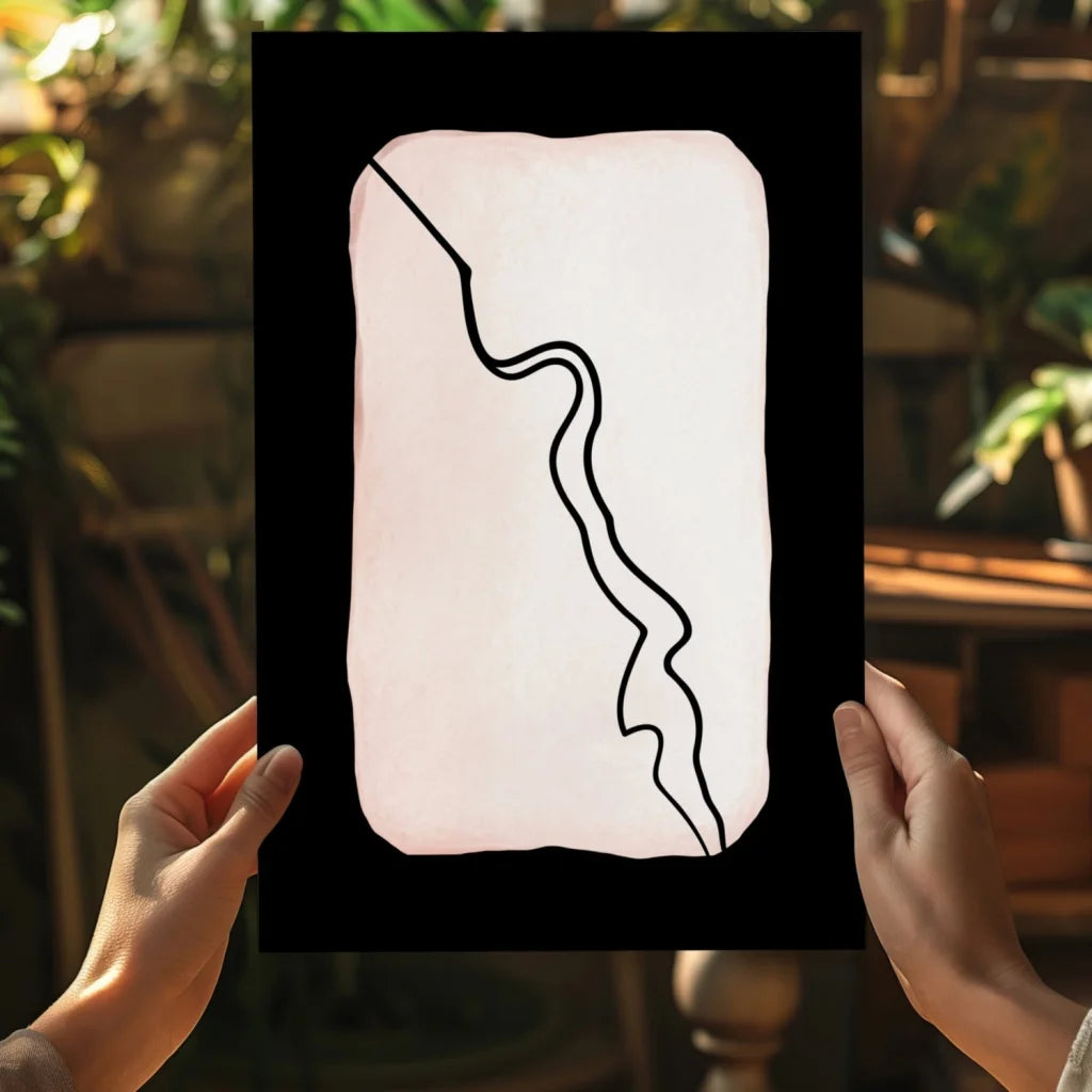 Blush pink wavy line on insigne aluminum print for home decor