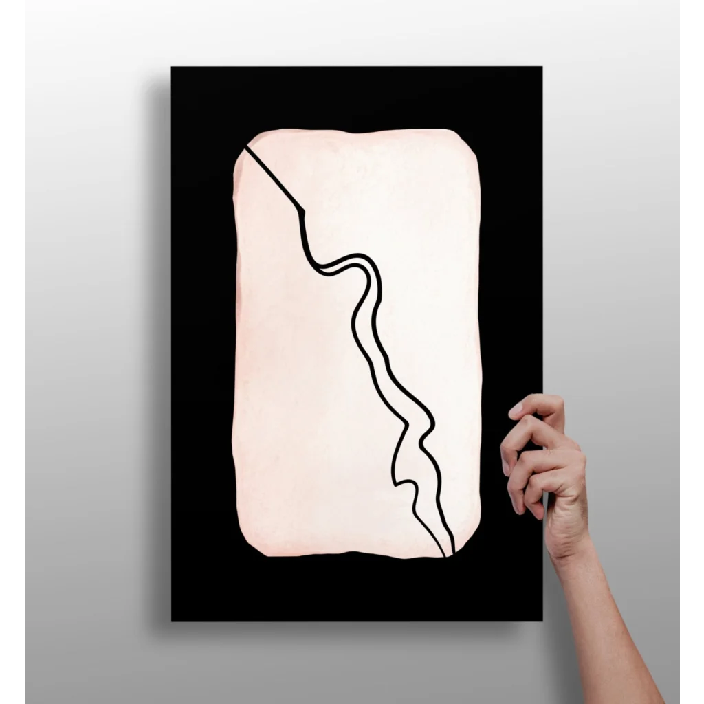 Blush pink wavy line on insigne aluminum print for bold decor
