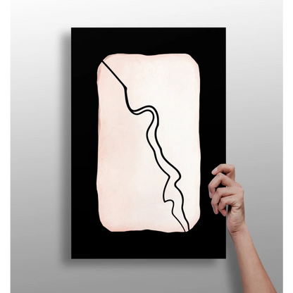 Blush pink wavy line on insigne aluminum print for bold decor