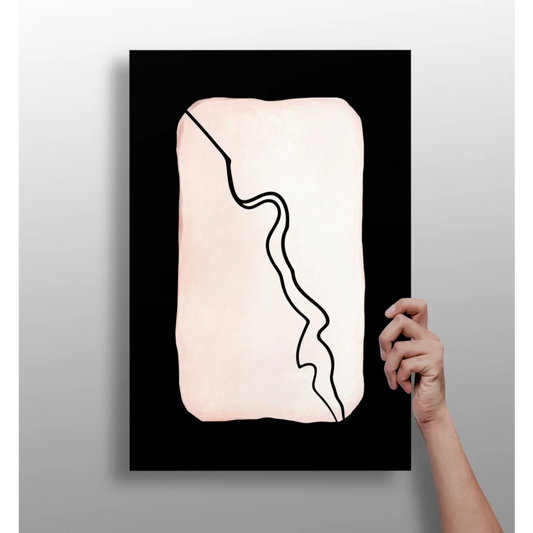 Blush pink wavy line on insigne aluminum print for bold decor