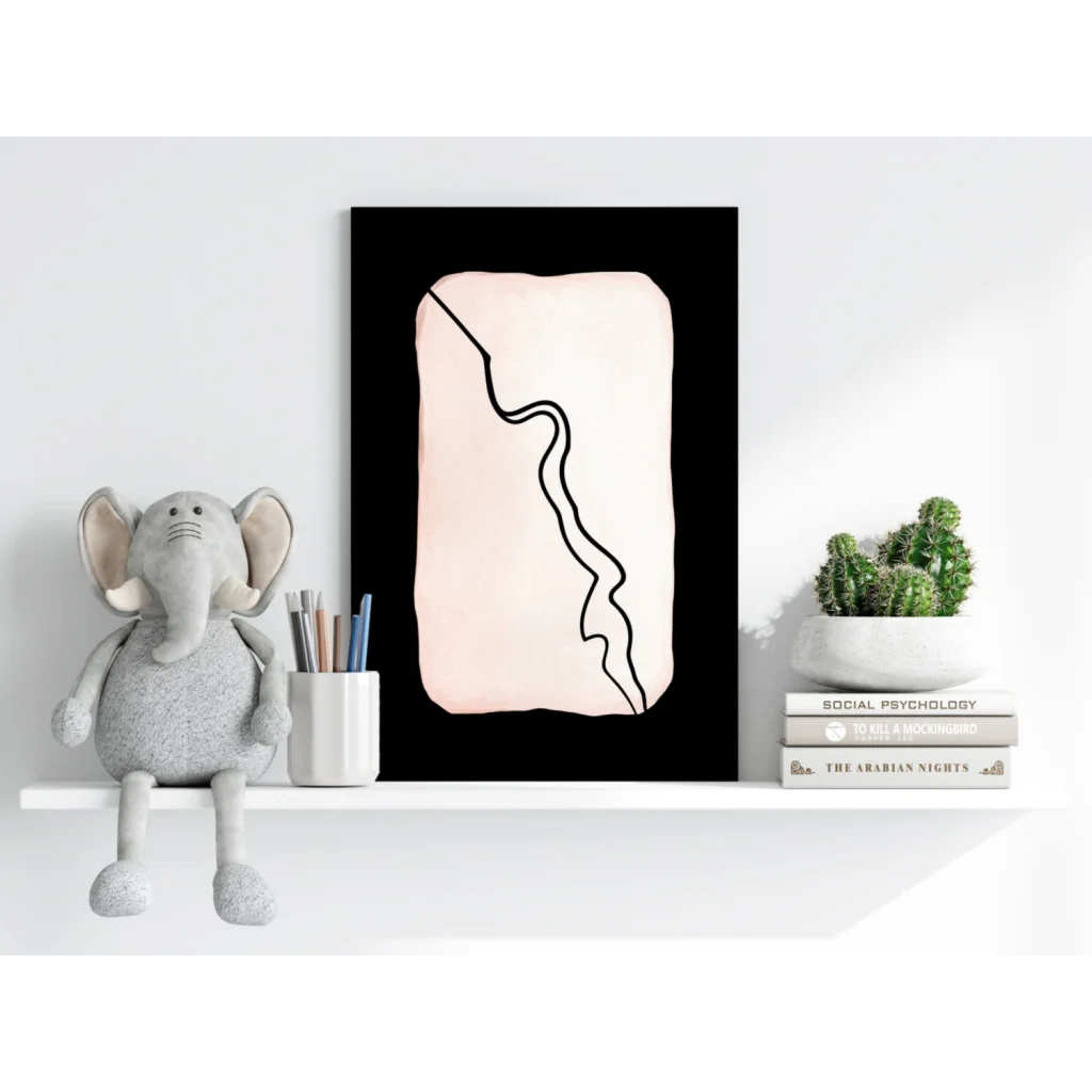 Minimalist blush pink wave on insigne aluminum print for bold decor