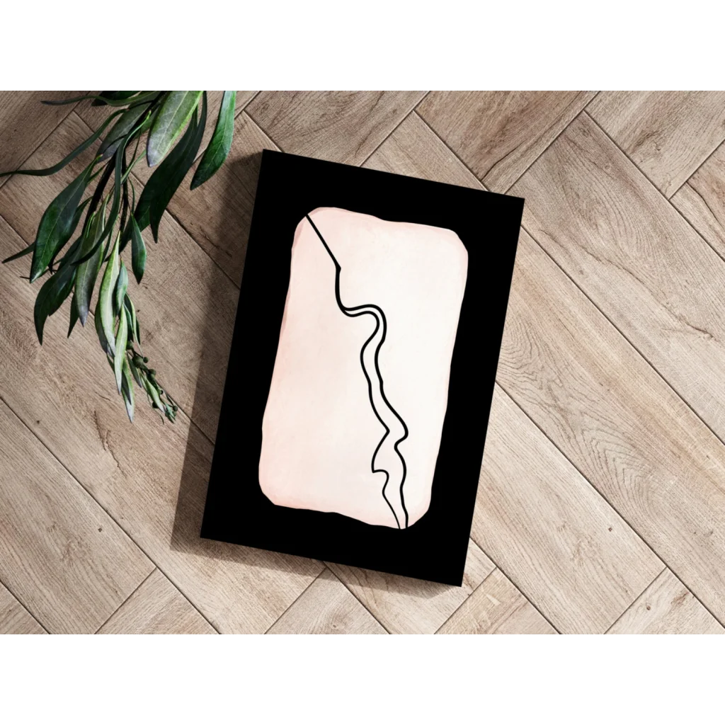 Blush pink wave insigne aluminum print with black wavy line