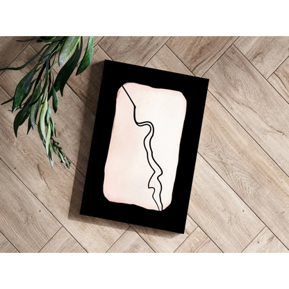 Blush pink wave insigne aluminum print with black wavy line