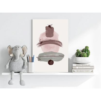 Insigne aluminum print of abstract pink, gray, brown brushstrokes