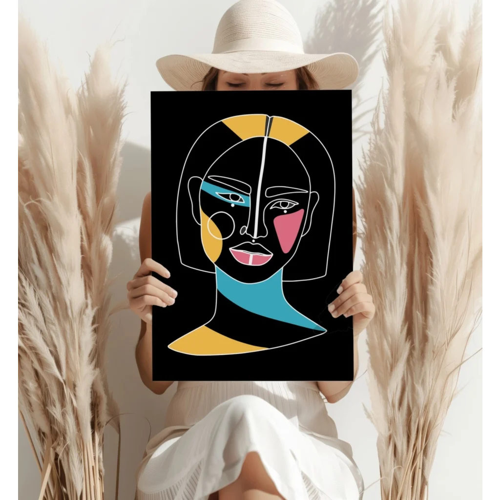 Striking abstract portrait on insigne aluminum prints in modern style