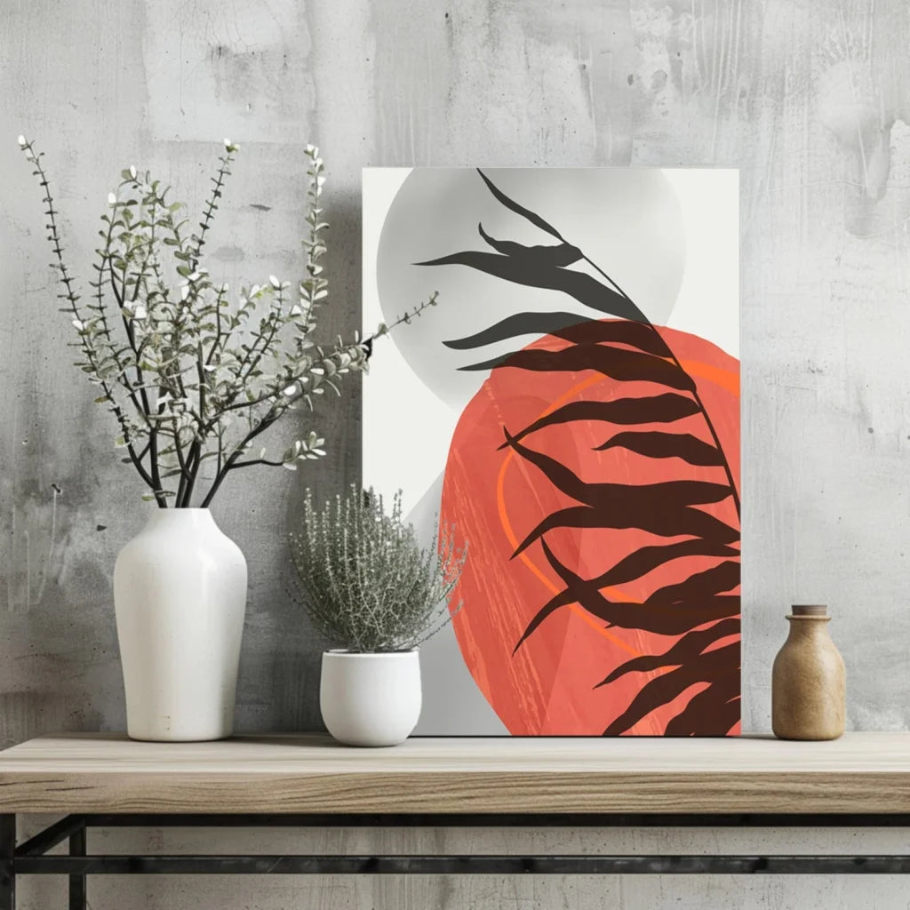 Bold Orange Leaf Insigne Aluminum Prints for Modern Walls | Glass Wall Art Print | vintageantiquesgifts.com