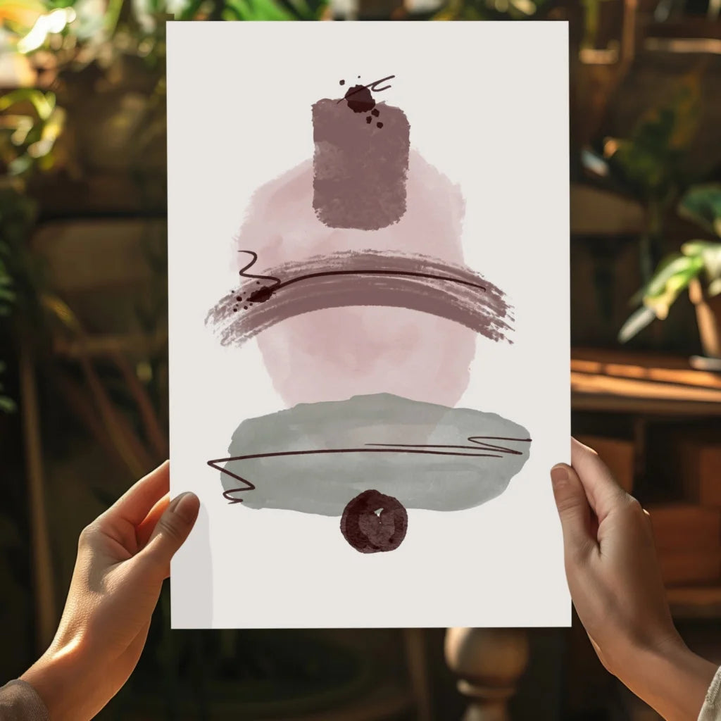 Insigne aluminum print of minimalist mauve, gray, brown abstract art