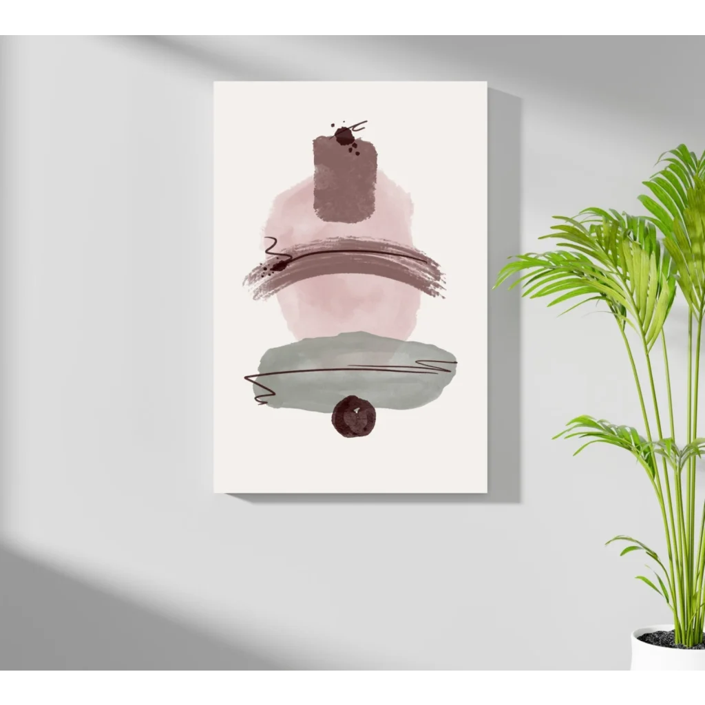 Insigne aluminum prints: minimalist abstract canvas in pink, gray, brown