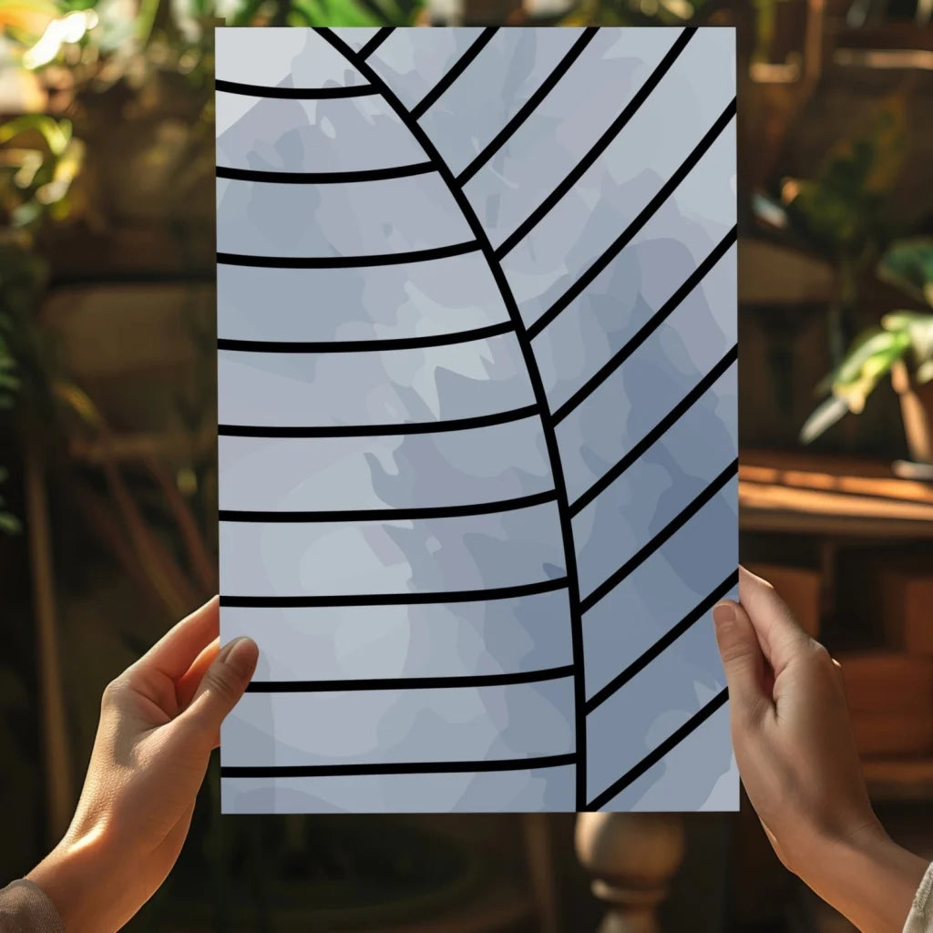 Insigne aluminum print of bold abstract leaf art on gray gradient