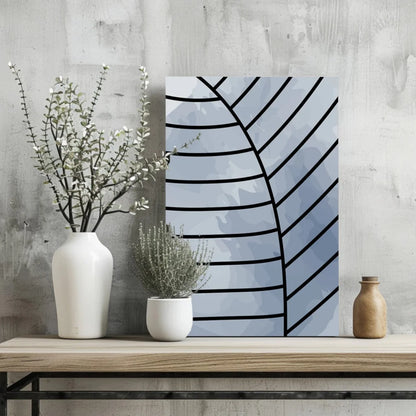 Insigne aluminum print of abstract bold leaf art on blue gradient