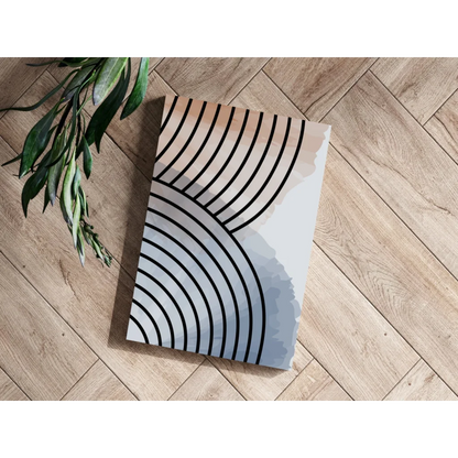 Modern concentric black lines on beige-gray-blue gradient insigne aluminum print
