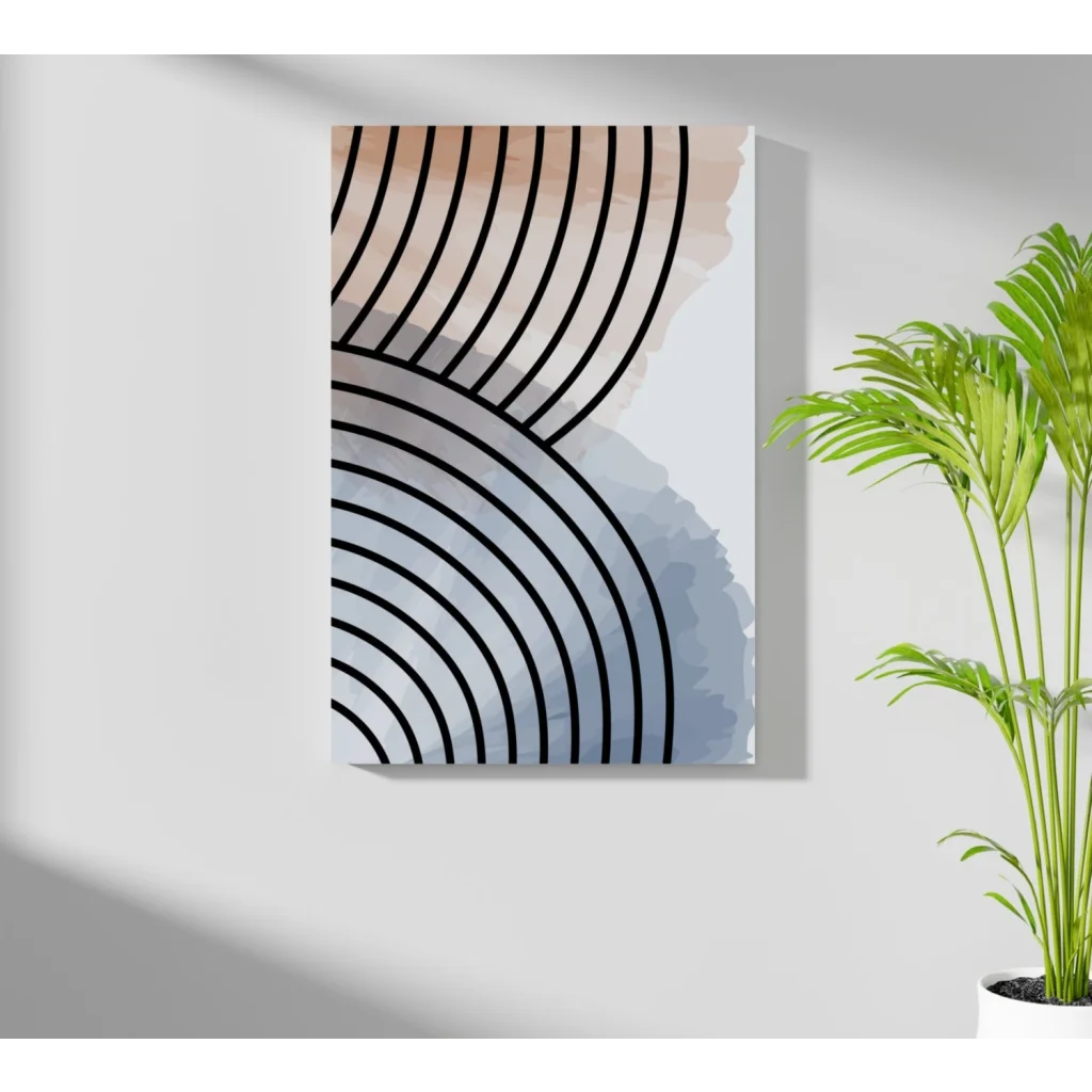 Bold black concentric circles on peach-gray-white gradient insigne aluminum print