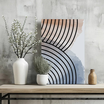 Abstract concentric black lines on insigne aluminum print