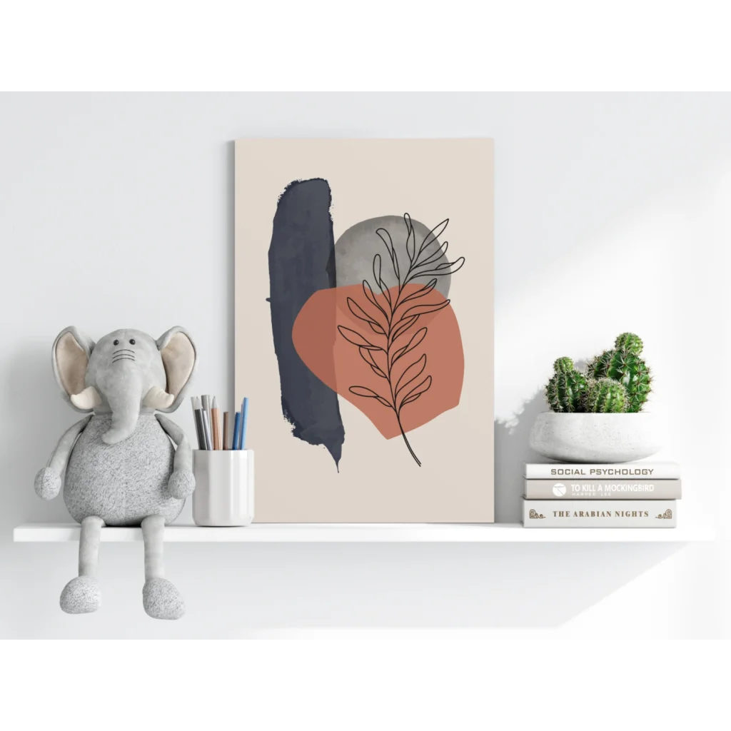 Stunning insigne aluminum prints with bold abstract leaf design on beige canvas