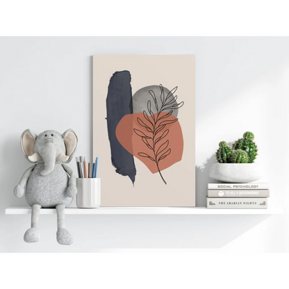 Stunning insigne aluminum prints with bold abstract leaf design on beige canvas