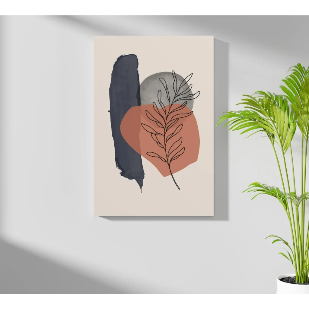 Beige abstract leaf on insigne aluminum prints in gray tones