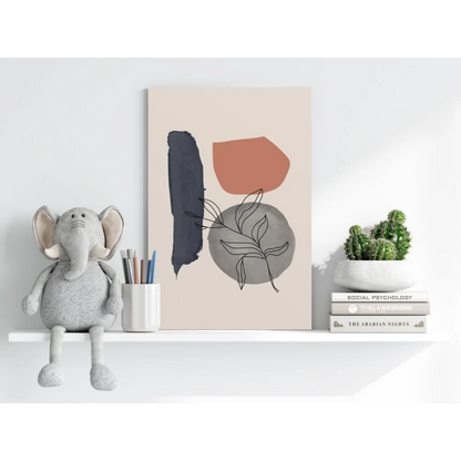 Beige canvas abstract art on insigne aluminum prints with geometric shapes