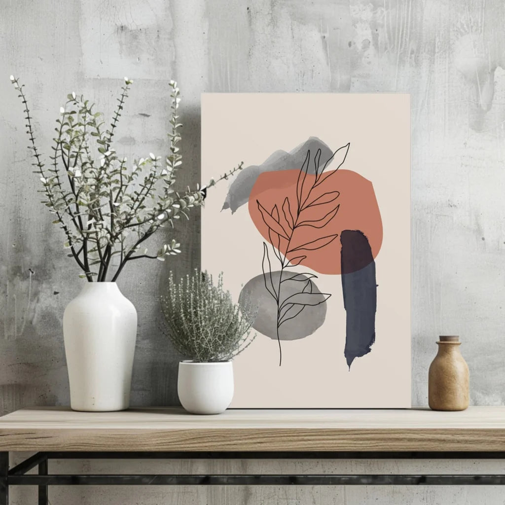 Botanical Line Art Insigne Aluminum Prints for Modern Spaces | Glass Wall Art Print | vintageantiquesgifts.com
