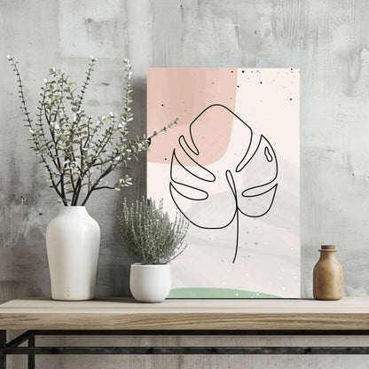 Minimalist monstera leaf insigne aluminum print in pastel paradise