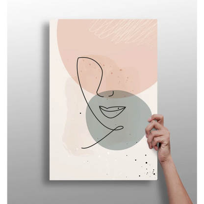Minimalist blush abstract face on insigne aluminum print