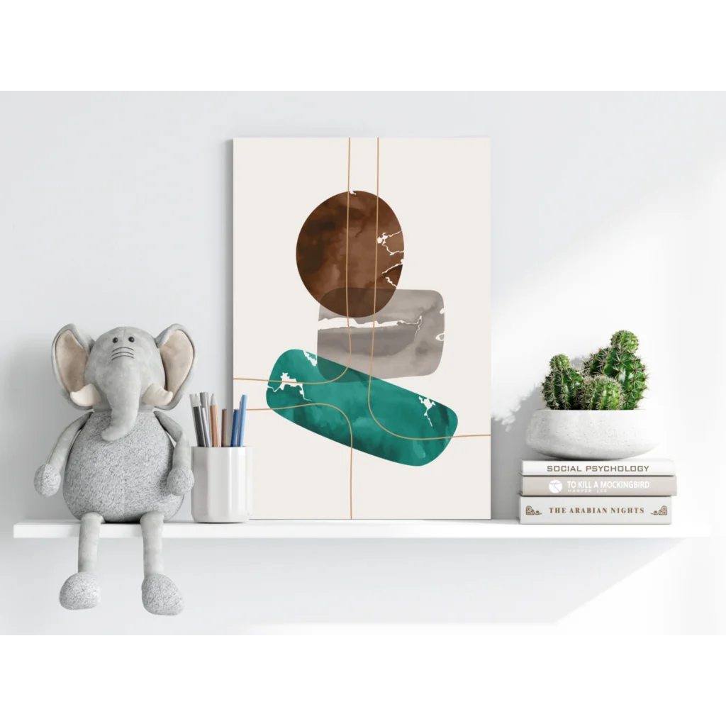 Stunning brown teal marble insigne aluminum print with gold accents