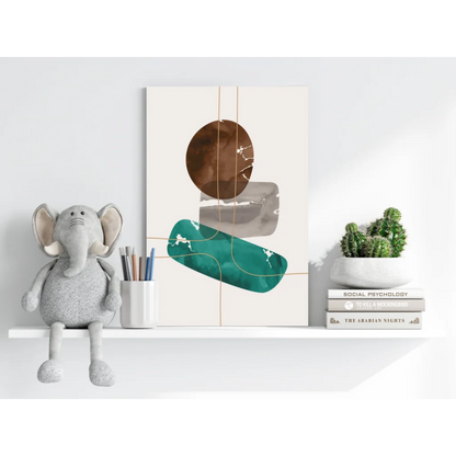 Stunning brown teal marble insigne aluminum print with gold accents
