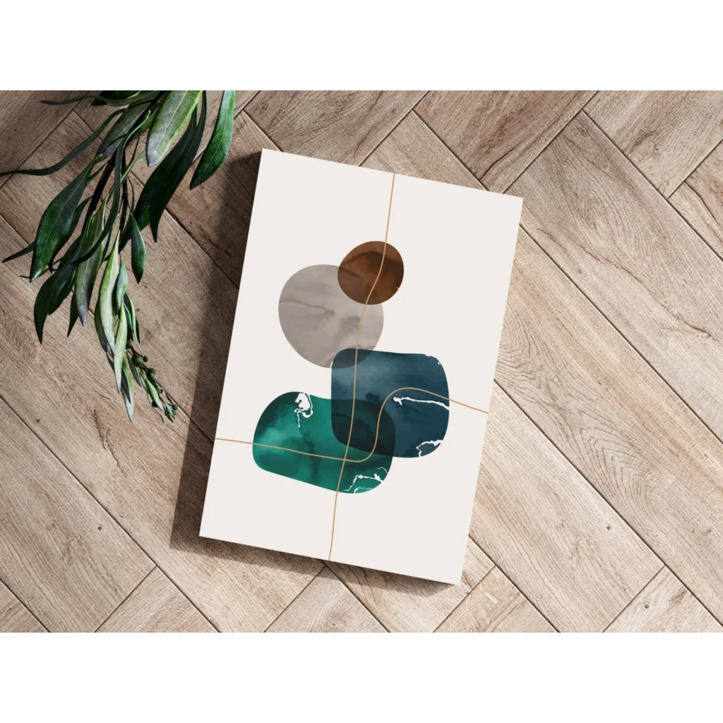 Stunning insigne aluminum prints with teal and bronze circles