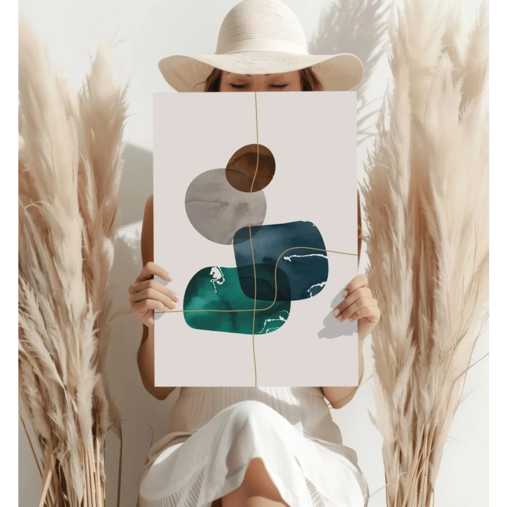 Stunning insigne aluminum prints with teal and bronze circles