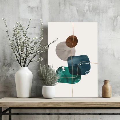 Stunning insigne aluminum prints with teal bronze circles abstract art