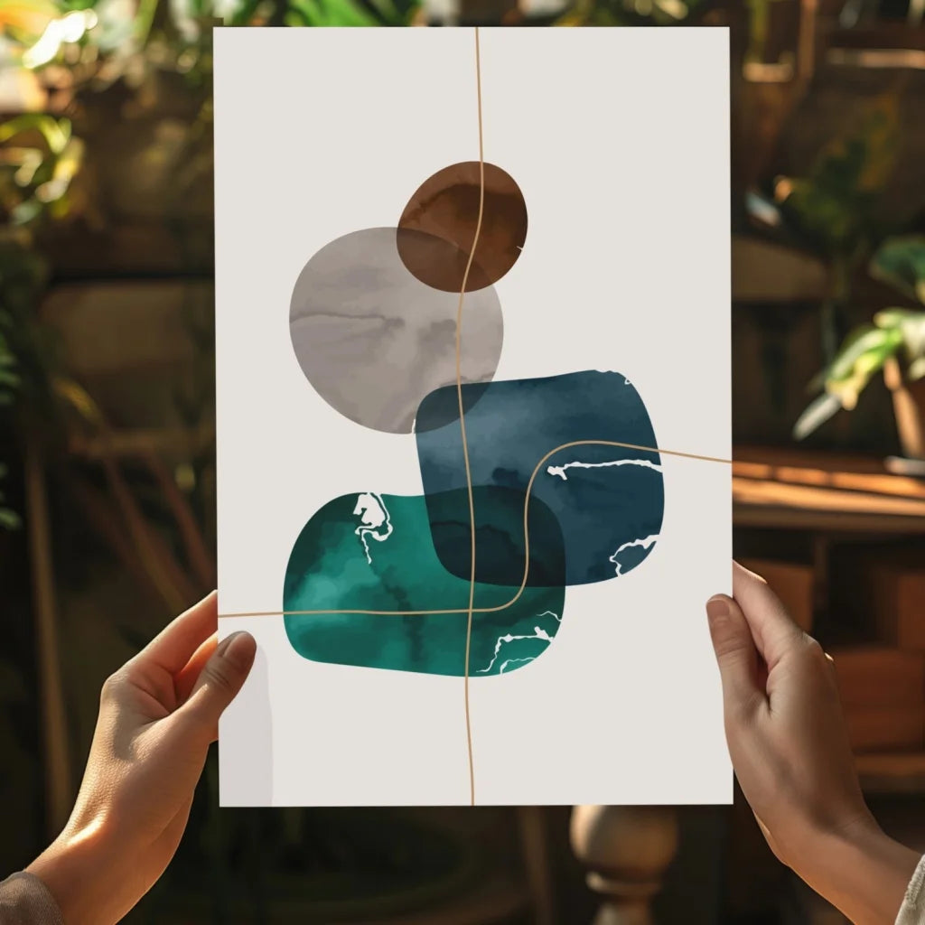 Stunning insigne aluminum prints with teal and bronze overlapping circles