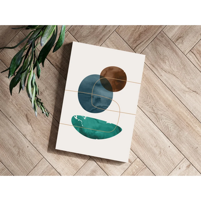 Modern teal and gold circle insigne aluminum print for home decor