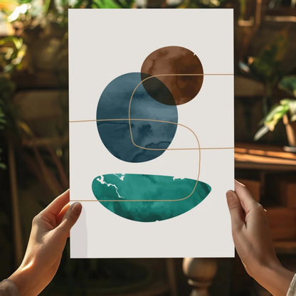 Stunning teal gold circle insigne aluminum print for home decor
