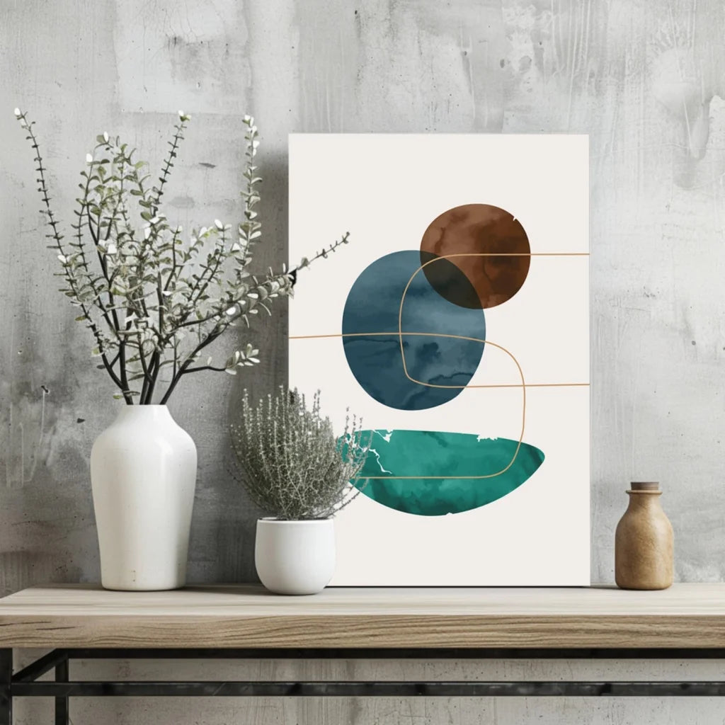 Stunning teal gold circle insigne aluminum print for home decor
