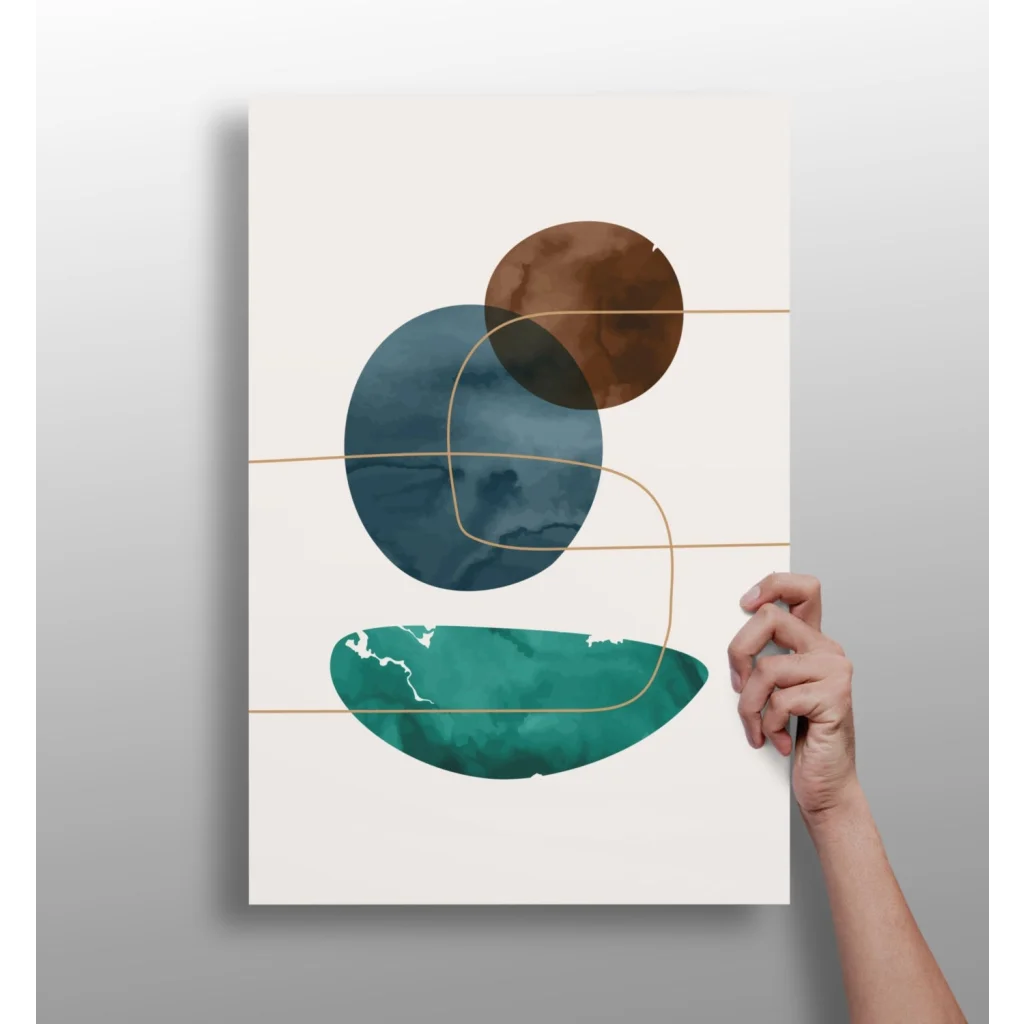 Stunning teal gold circle insigne aluminum print home decor