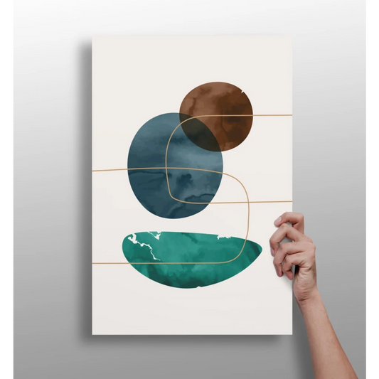 Stunning teal gold circle insigne aluminum print home decor