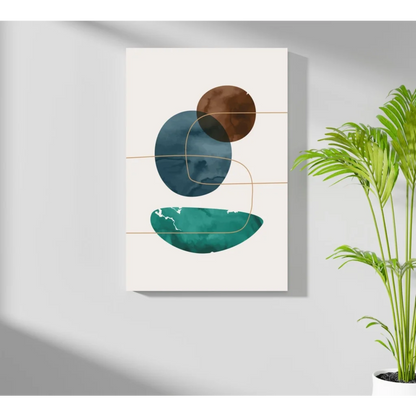 Modern teal gold circle insigne aluminum prints for home decor