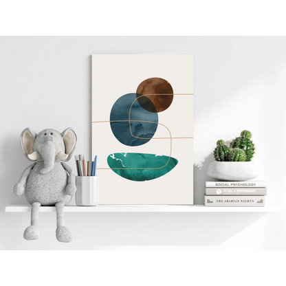 Modern teal gold circle insigne aluminum prints abstract art