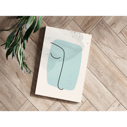 Minimalist blue face insigne aluminum print with watercolor wash