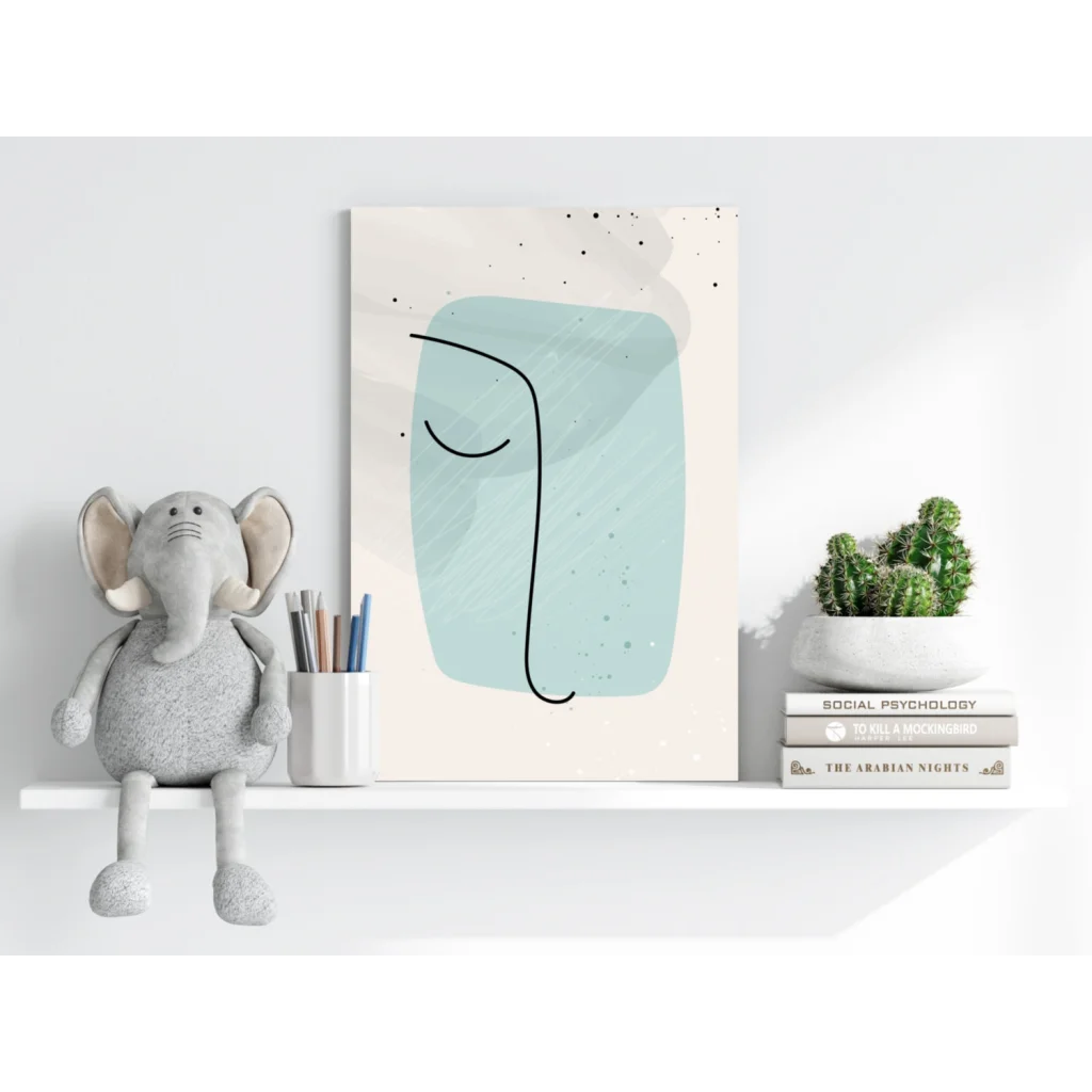 Minimalist teal face on insigne aluminum print