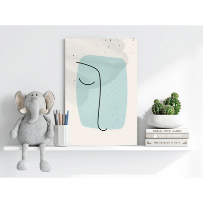 Minimalist teal face on insigne aluminum print