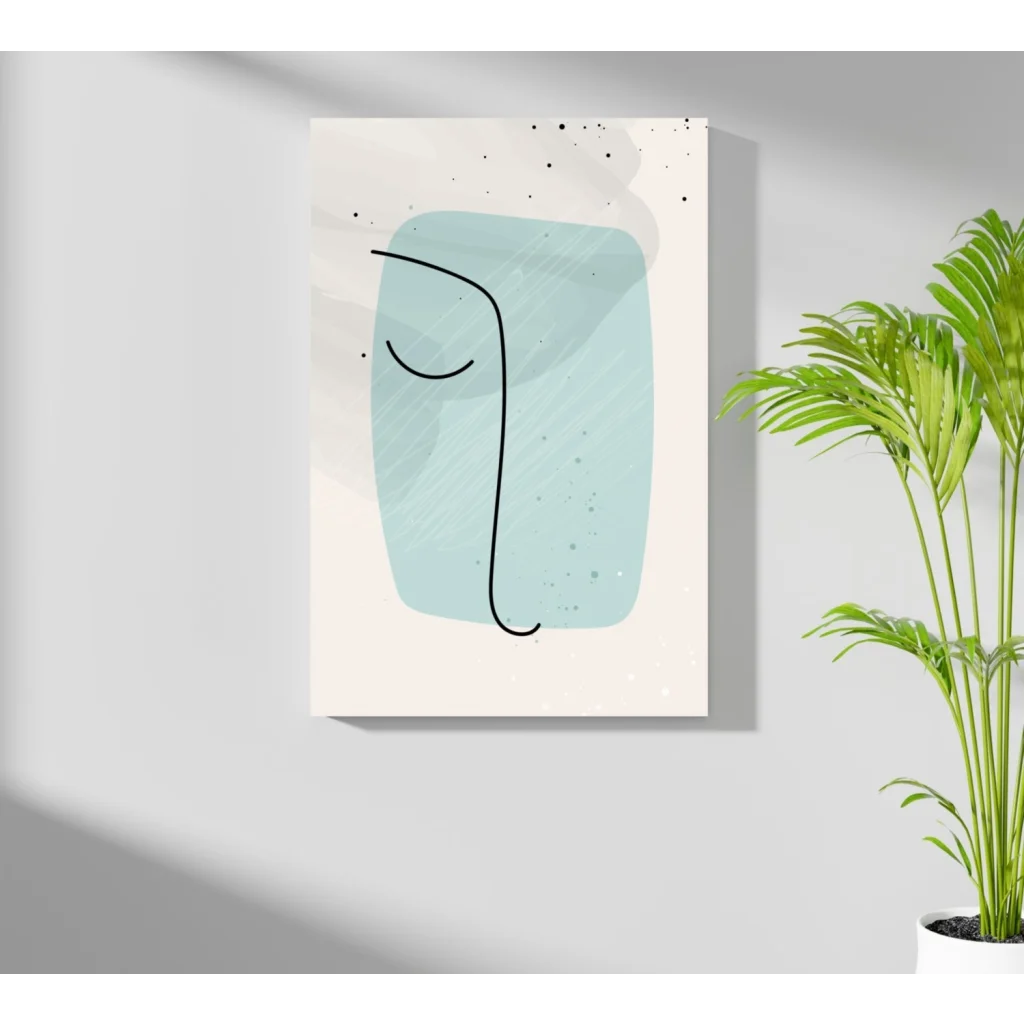 Minimalist teal face on insigne aluminum print with speckles