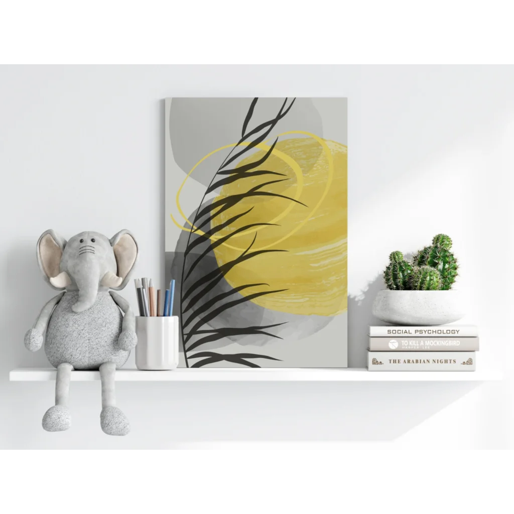 Bold palm fronds gray canvas on insigne aluminum prints