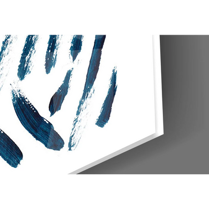 Modern navy blue brushstroke wall art canvas for bold spaces